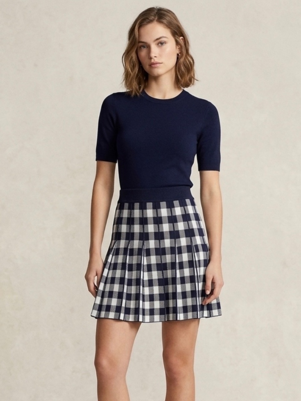 Free Assembly Plaid Pleated Mini Sweater Skirt Pull On XS Y2K Preppy Schoolgirl